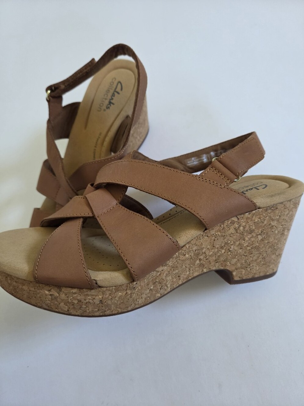 Clarks Collection Giselle Beach Slingback Wedge Sandals in Tan size 8.5 - Picture 2 of 5